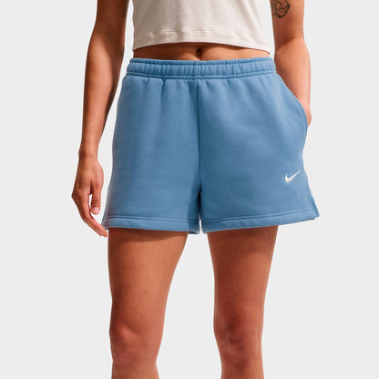 Women's Nike Studio Fleece Medium-Weight Mid-Rise Shorts - Work Blue/Sail