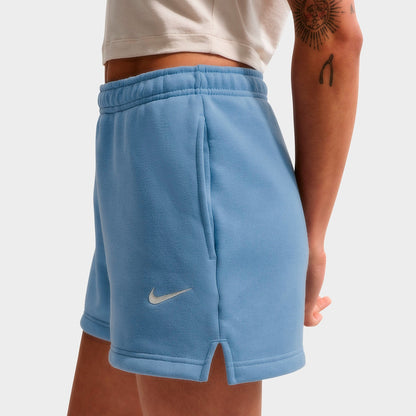 Women's Nike Studio Fleece Medium-Weight Mid-Rise Shorts - Work Blue/Sail