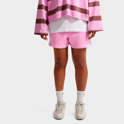 Women's Nike Studio Fleece Medium-Weight Mid-Rise Shorts - Pink Rise/Sail