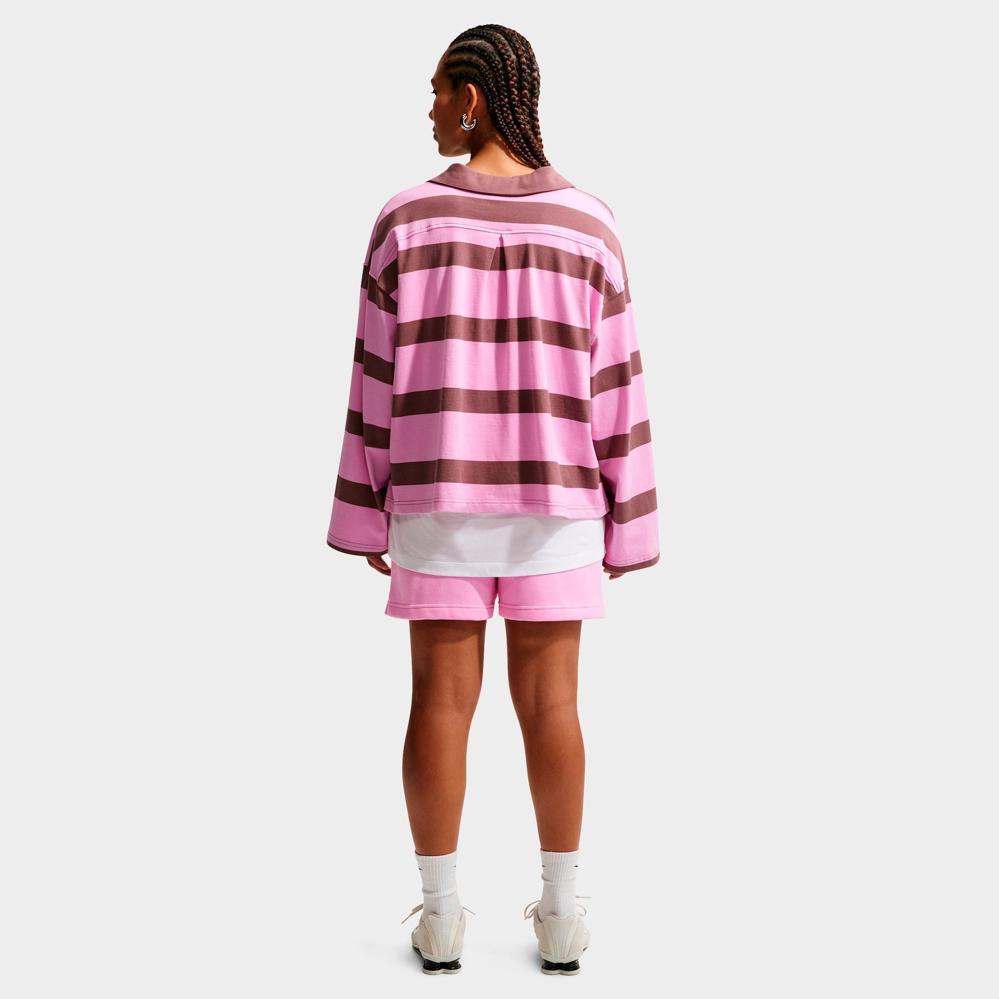 Women's Nike Studio Fleece Medium-Weight Mid-Rise Shorts - Pink Rise/Sail