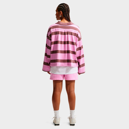 Women's Nike Studio Fleece Medium-Weight Mid-Rise Shorts - Pink Rise/Sail