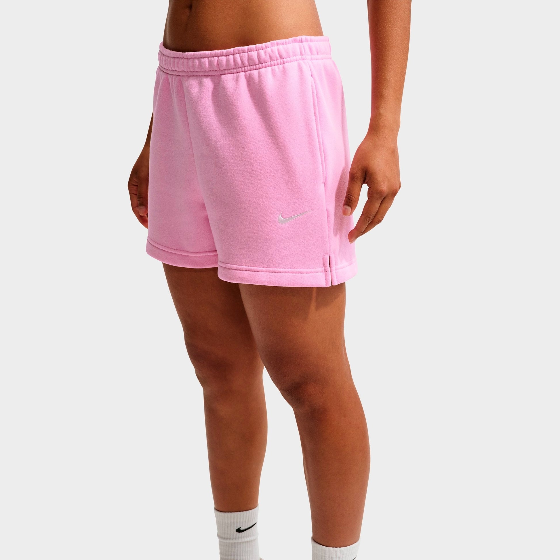 Women's Nike Studio Fleece Medium-Weight Mid-Rise Shorts - Pink Rise/Sail