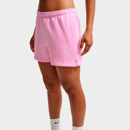 Women's Nike Studio Fleece Medium-Weight Mid-Rise Shorts - Pink Rise/Sail