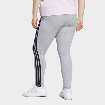Women's adidas Essentials 3-Stripes Cotton Leggings (Plus Size) - Medium Grey Heather/Black
