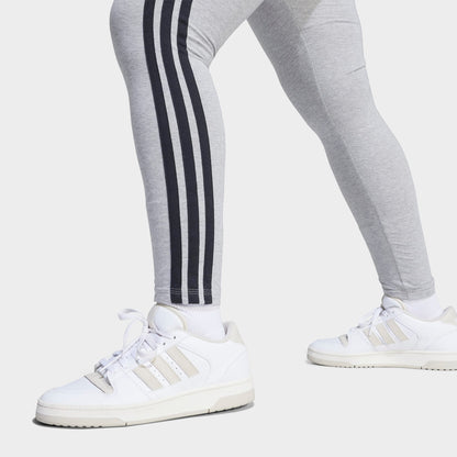Women's adidas Essentials 3-Stripes Cotton Leggings (Plus Size) - Medium Grey Heather/Black