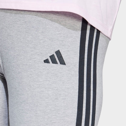 Women's adidas Essentials 3-Stripes Cotton Leggings (Plus Size) - Medium Grey Heather/Black