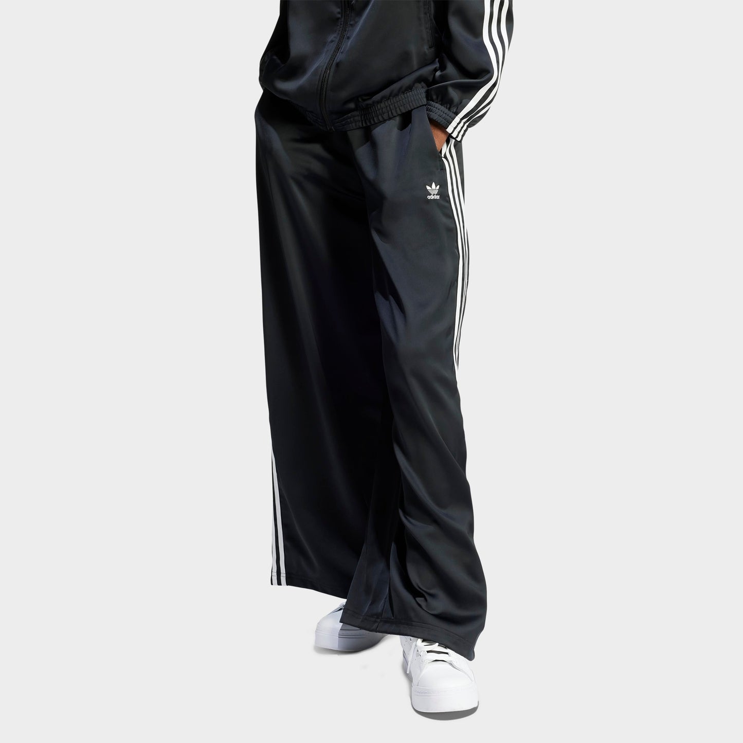 Women's adidas Originals adicolor Satin Wide Leg Track Pants - Black