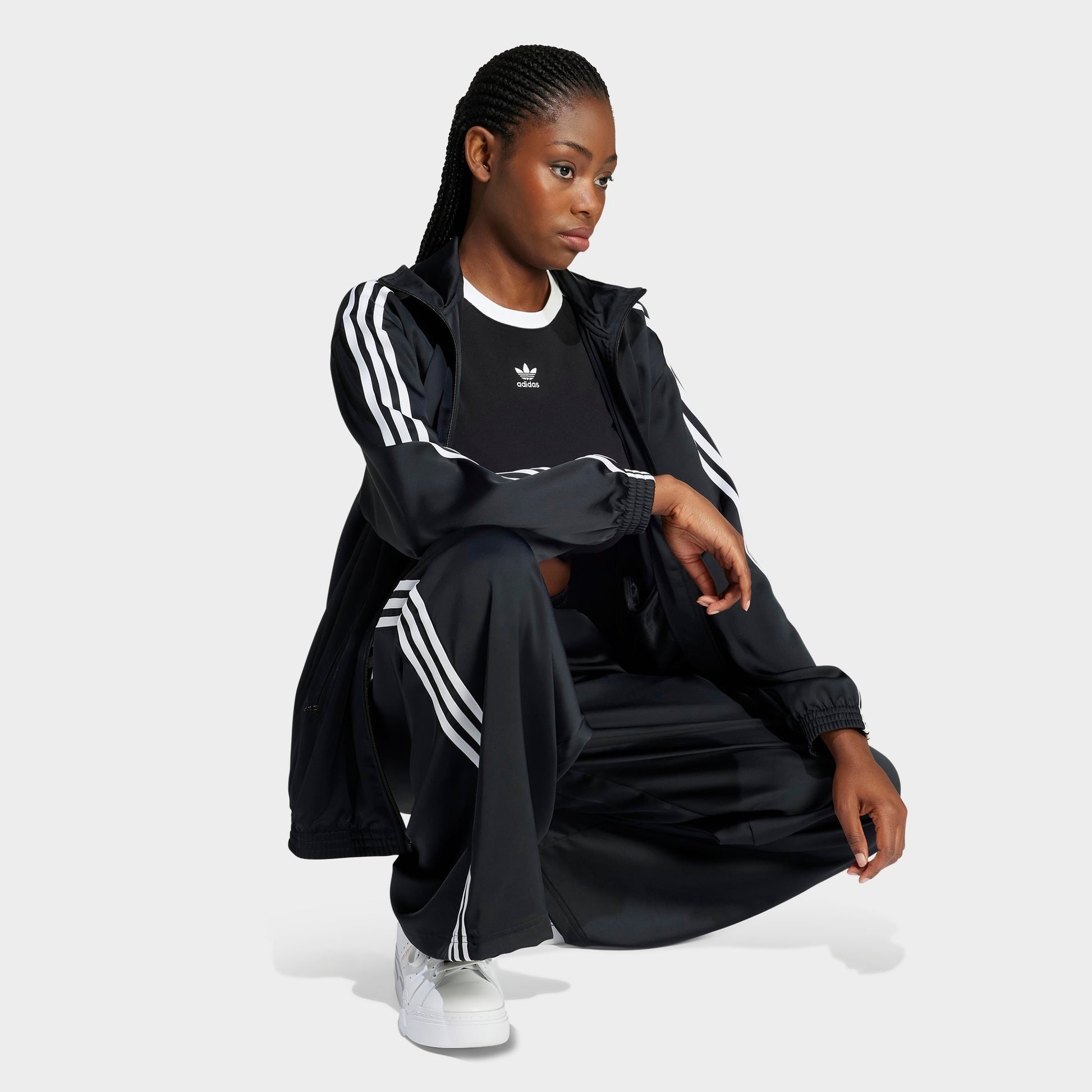 Women's adidas Originals adicolor Satin Wide Leg Track Pants - Black
