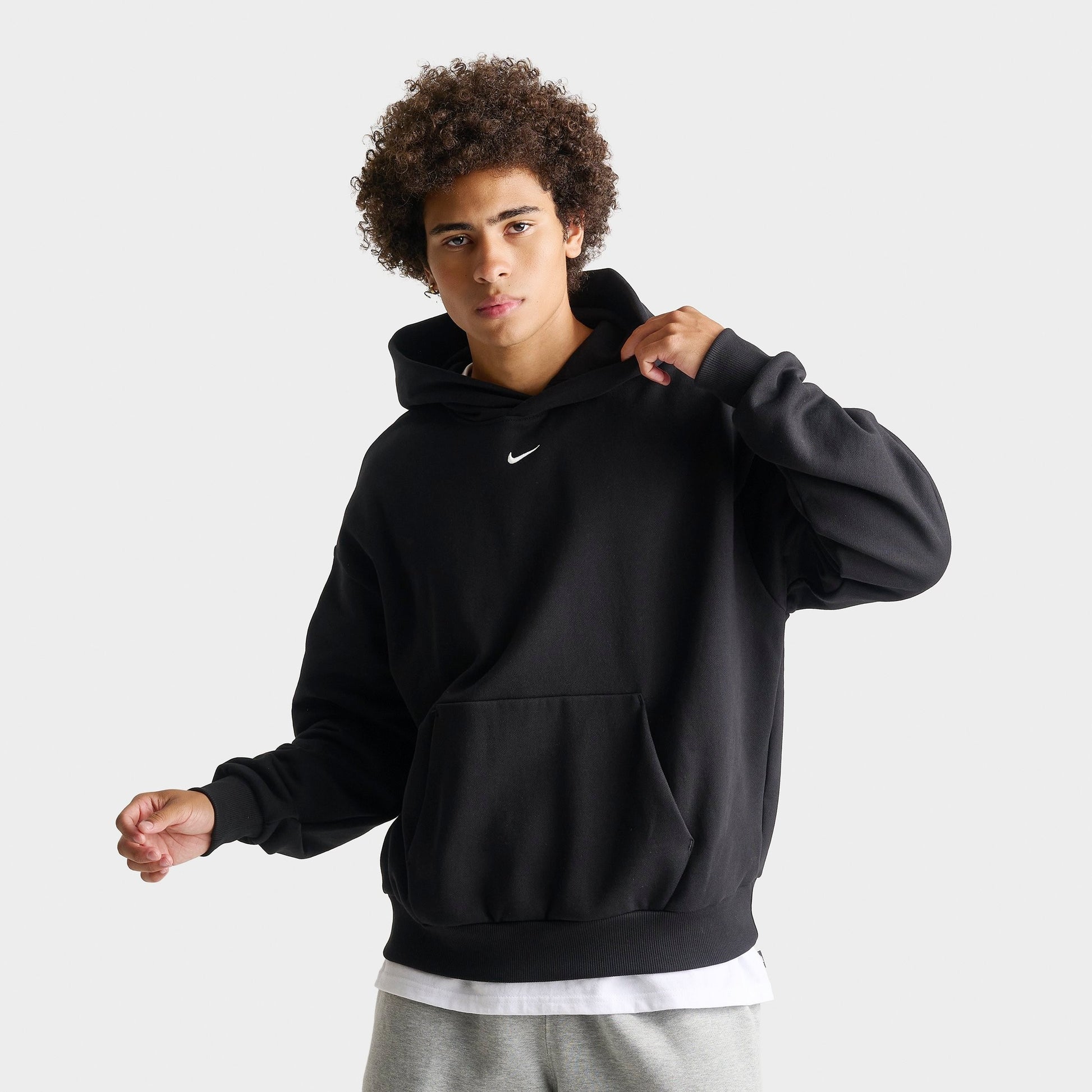 Men's Nike Solo Swoosh Pullover Hoodie - Total Black/Sail