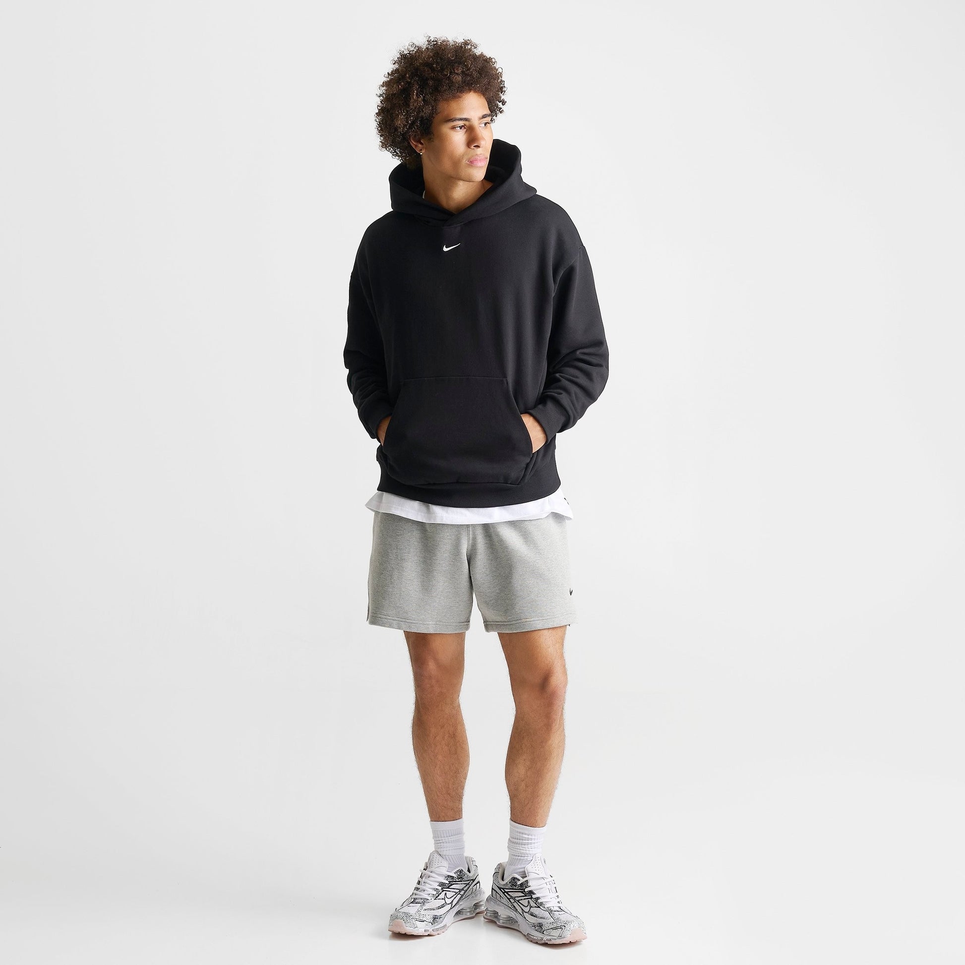 Men's Nike Solo Swoosh Pullover Hoodie - Total Black/Sail