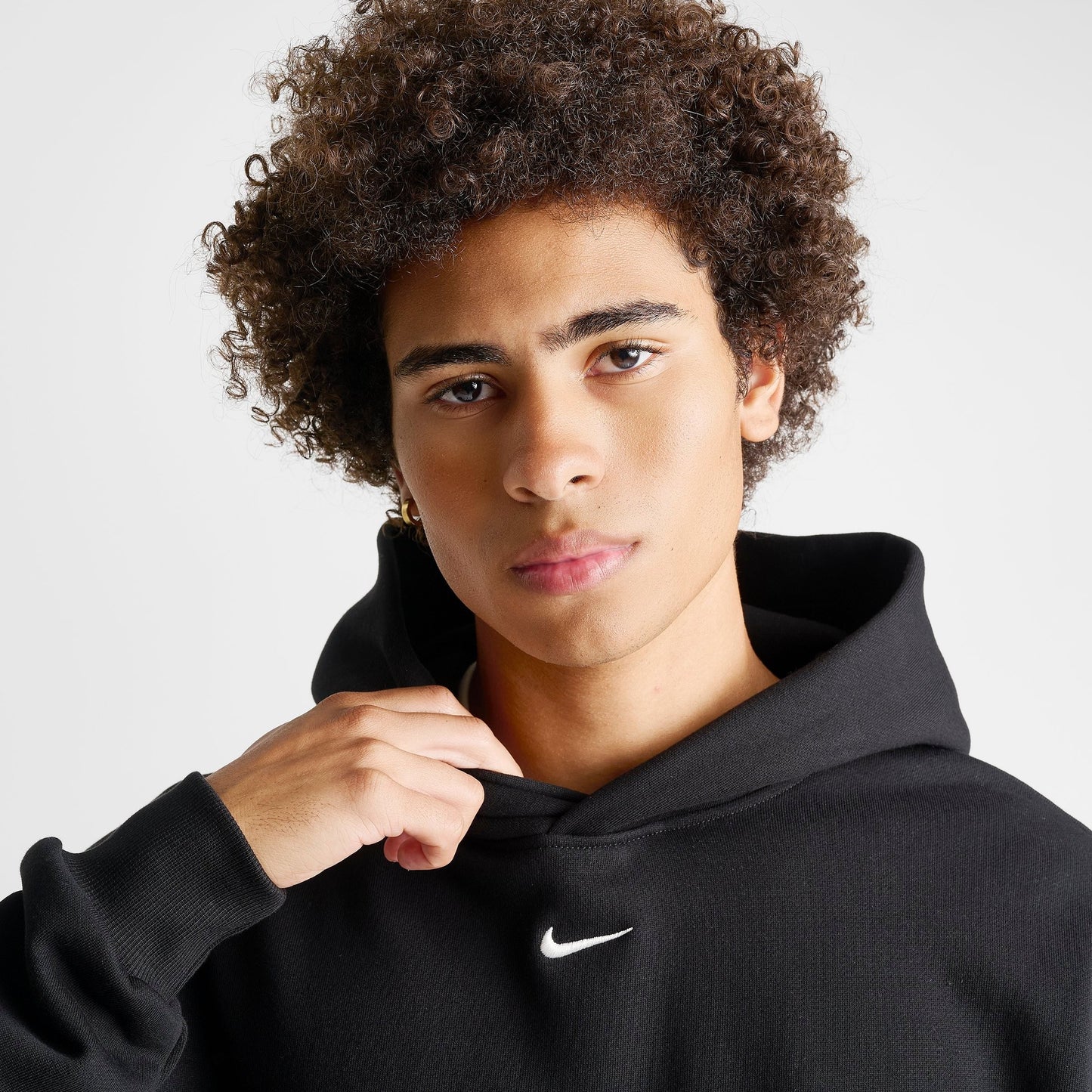 Men's Nike Solo Swoosh Pullover Hoodie - Total Black/Sail
