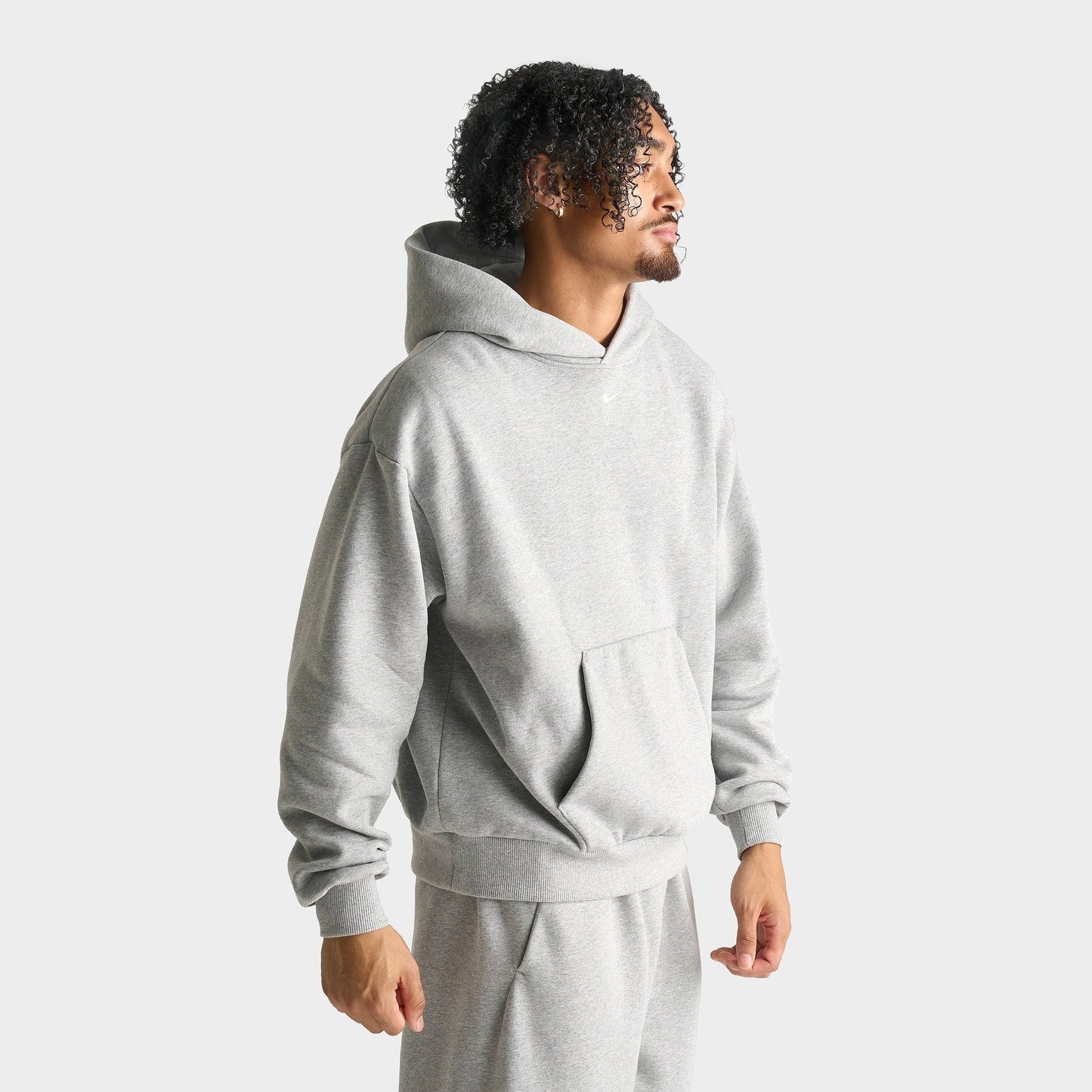 Men's Nike Solo Swoosh Pullover Hoodie - Dark Grey Heather/Sail