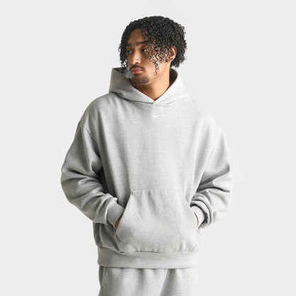 Men's Nike Solo Swoosh Pullover Hoodie - Dark Grey Heather/Sail