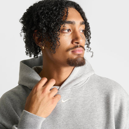 Men's Nike Solo Swoosh Pullover Hoodie - Dark Grey Heather/Sail