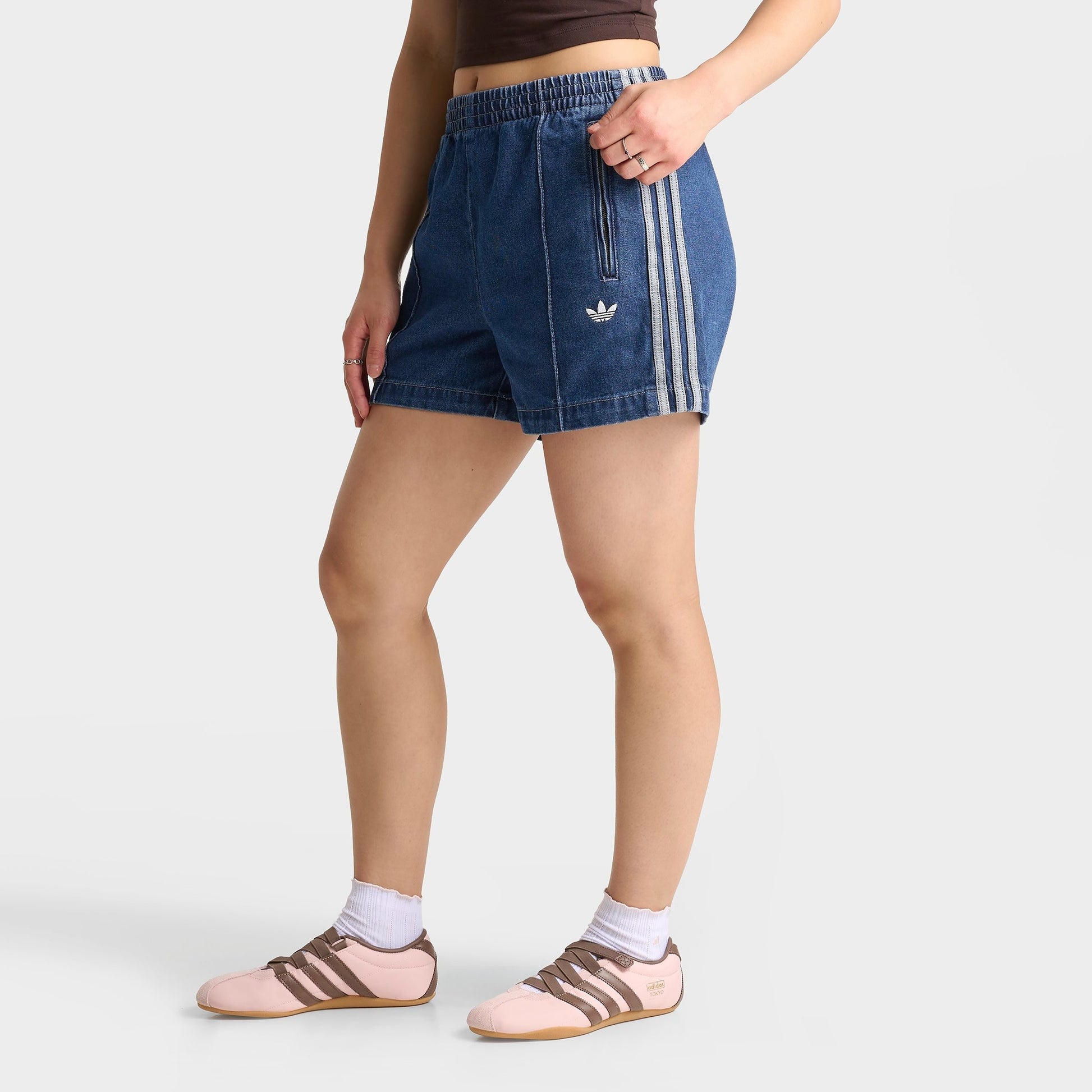 Women's adidas Originals adicolor Firebird Denim Shorts - Indigo Denim
