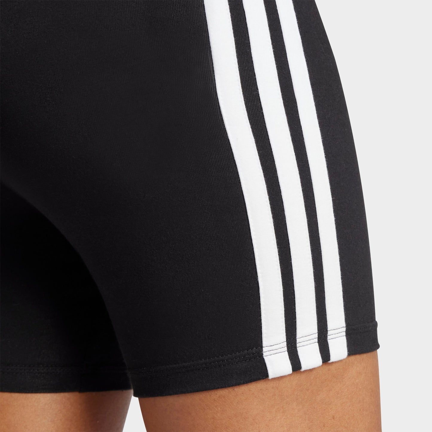 Women's adidas Essentials 3-Stripes High-Waisted Biker Shorts - Black/White