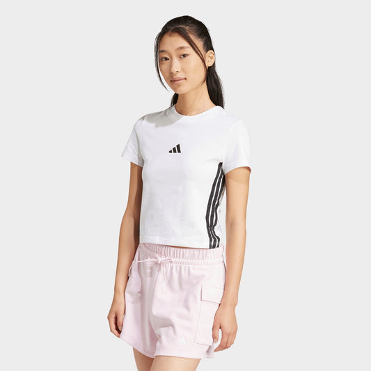 Women's adidas Essentials 3-Stripes Slim Baby T-Shirt - White/Black