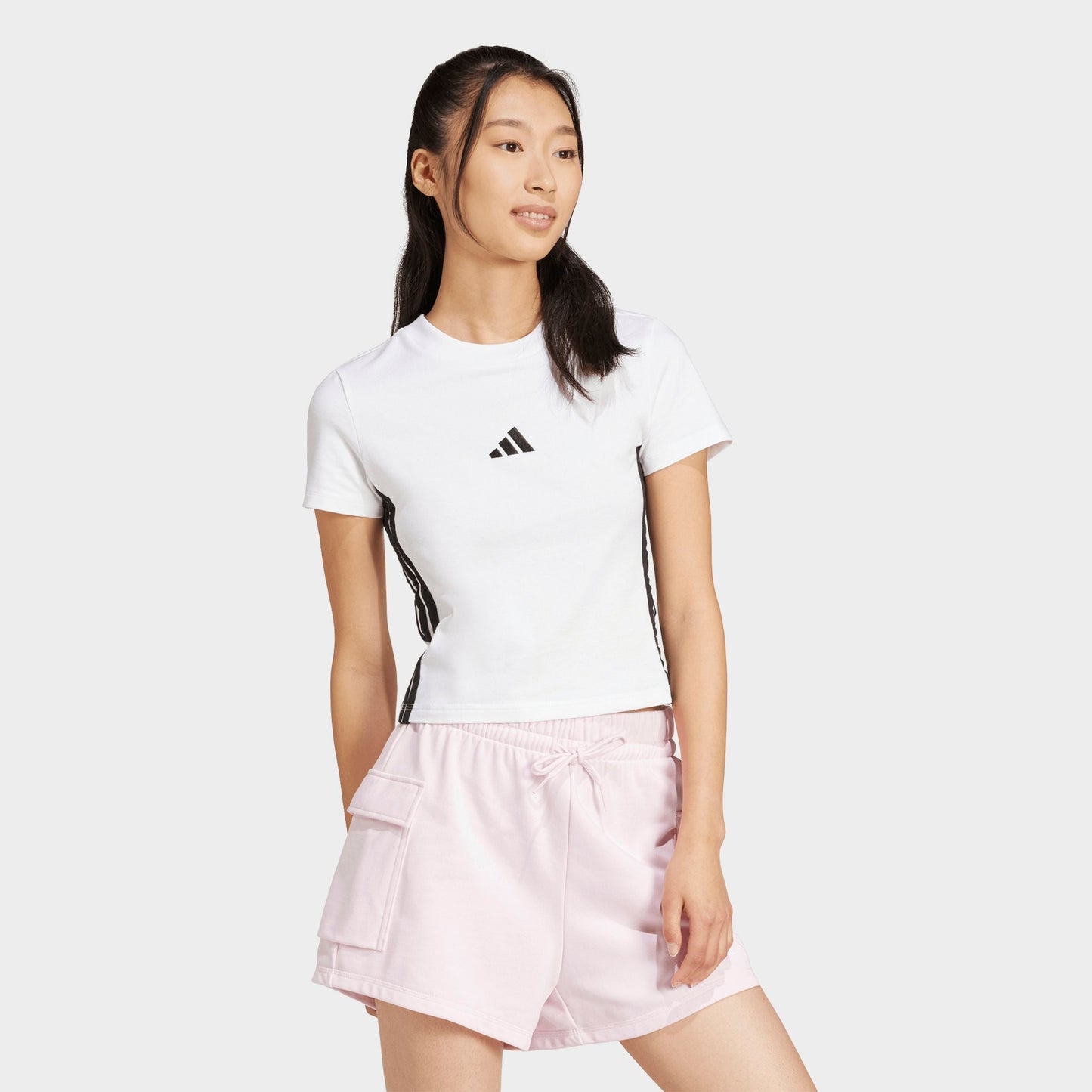 Women's adidas Essentials 3-Stripes Slim Baby T-Shirt - White/Black