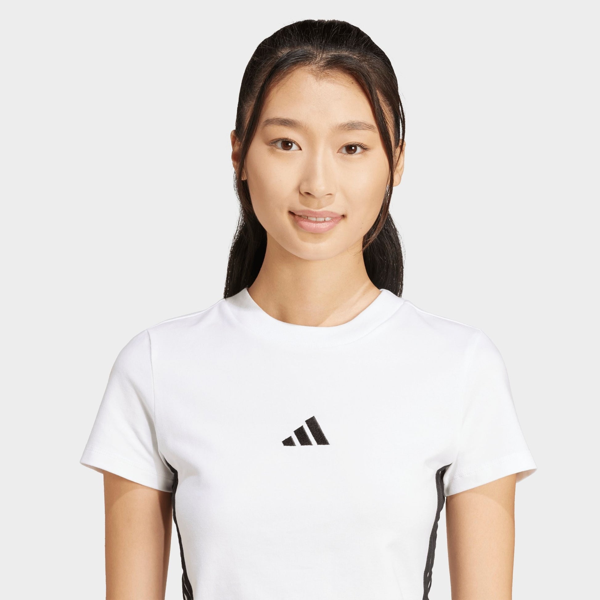 Women's adidas Essentials 3-Stripes Slim Baby T-Shirt - White/Black
