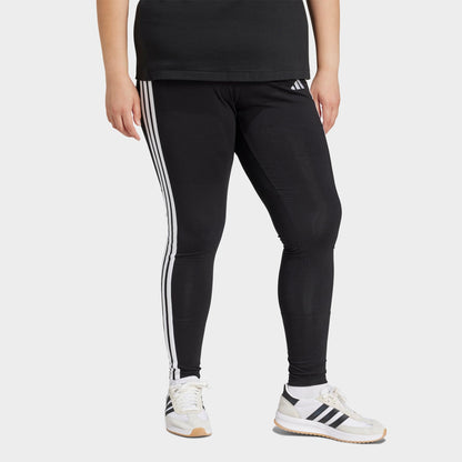 Women's adidas Essentials 3-Stripes Cotton Leggings (Plus Size) - Black/White