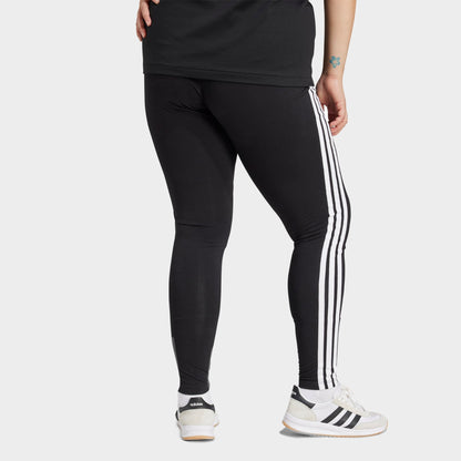 Women's adidas Essentials 3-Stripes Cotton Leggings (Plus Size) - Black/White