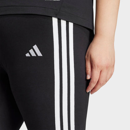 Women's adidas Essentials 3-Stripes Cotton Leggings (Plus Size) - Black/White