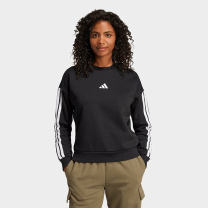 Women's adidas Essentials 3-Stripes Fleece Sweatshirt - Black/White
