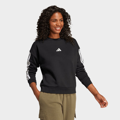 Women's adidas Essentials 3-Stripes Fleece Sweatshirt - Black/White