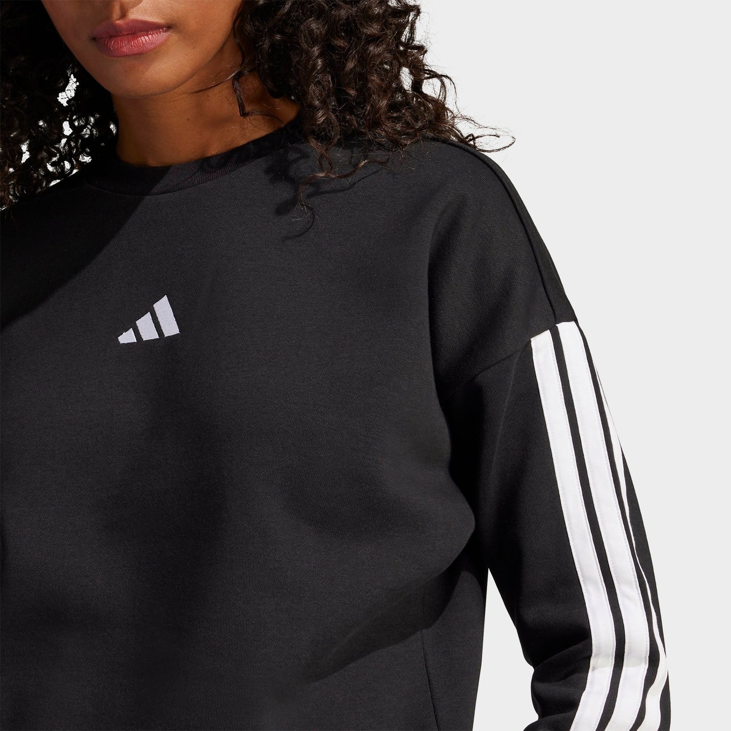 Women's adidas Essentials 3-Stripes Fleece Sweatshirt - Black/White