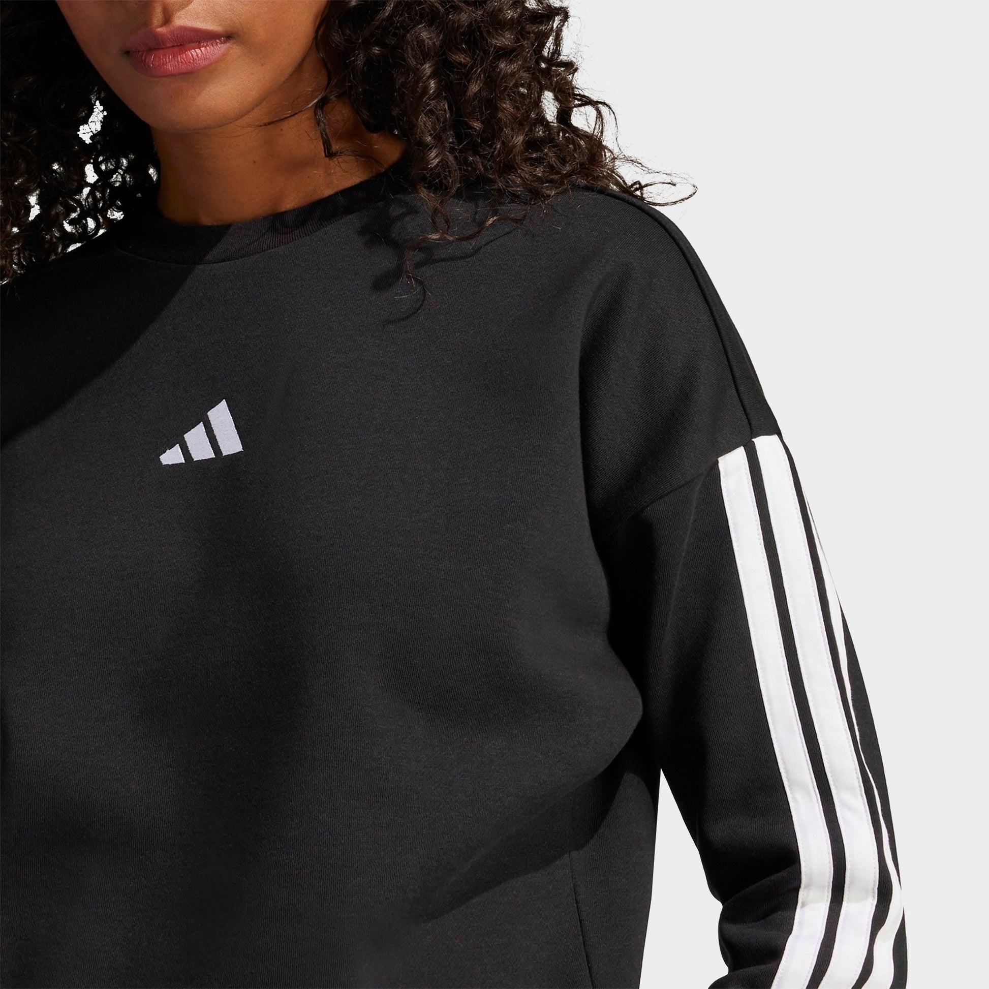 Women's adidas Essentials 3-Stripes Fleece Sweatshirt - Black/White
