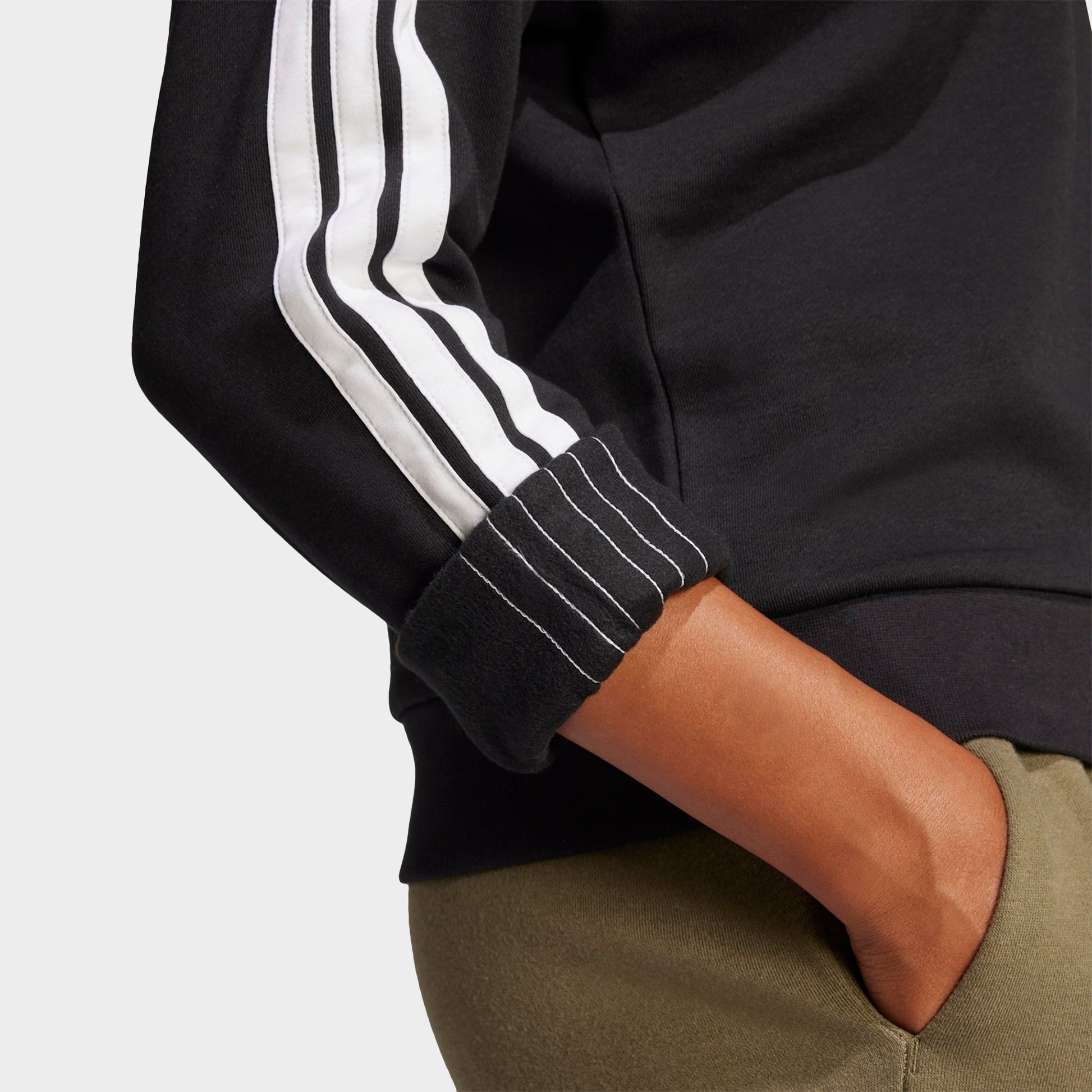 Women's adidas Essentials 3-Stripes Fleece Sweatshirt - Black/White