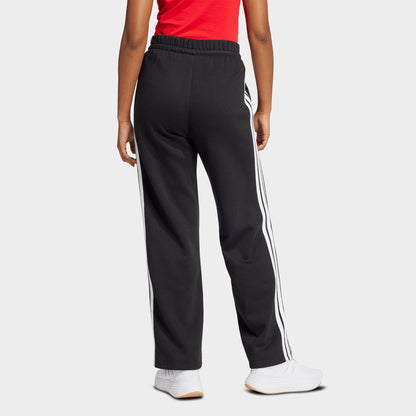 Women's adidas Essentials 3-Stripes Fleece Open Hem Pants - Black/White