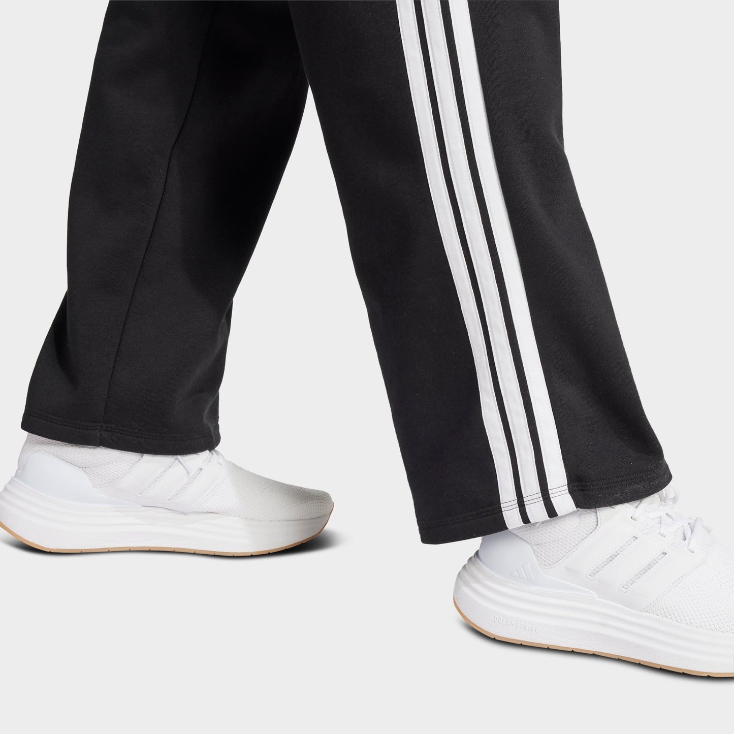 Women's adidas Essentials 3-Stripes Fleece Open Hem Pants - Black/White