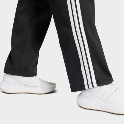 Women's adidas Essentials 3-Stripes Fleece Open Hem Pants - Black/White