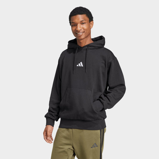 Men's adidas Essentials Feelcozy Fleece Pullover Hoodie - Black/White
