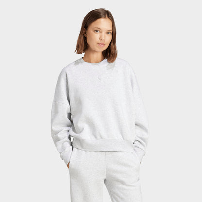 Women's adidas Sportswear Essentials Small Logo Feel Cozy Sweatshirt - Light Grey Heather/White
