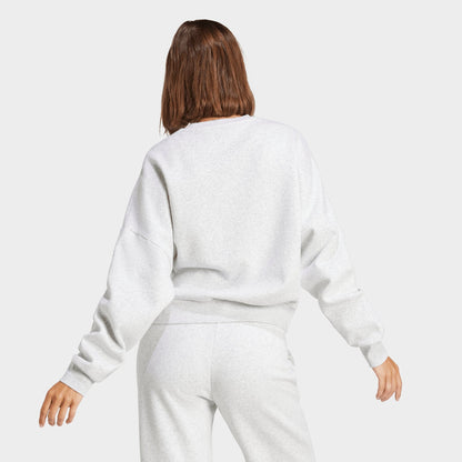 Women's adidas Sportswear Essentials Small Logo Feel Cozy Sweatshirt - Light Grey Heather/White