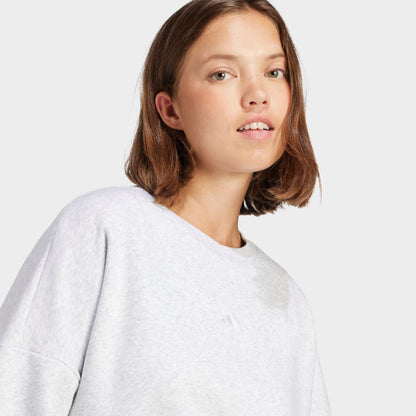 Women's adidas Sportswear Essentials Small Logo Feel Cozy Sweatshirt - Light Grey Heather/White