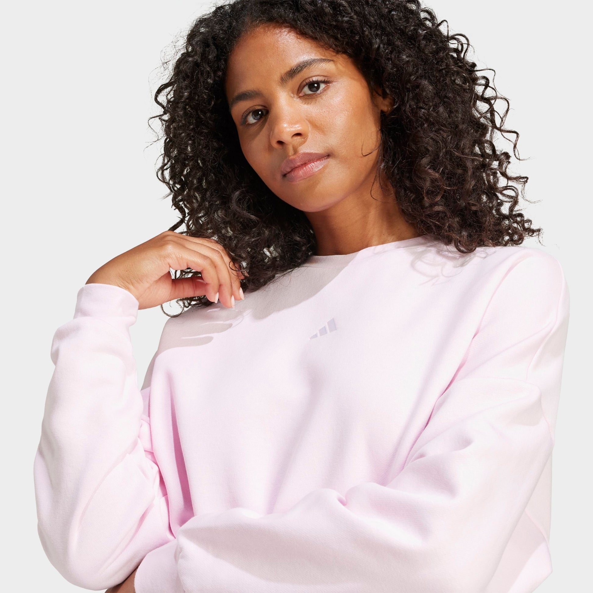 Women's adidas Sportswear Essentials Small Logo Feel Cozy Sweatshirt - Clear Pink/White