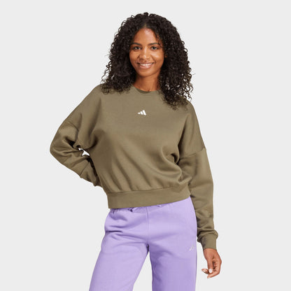 Women's adidas Sportswear Essentials Small Logo Feel Cozy Sweatshirt - Olive Strata/White