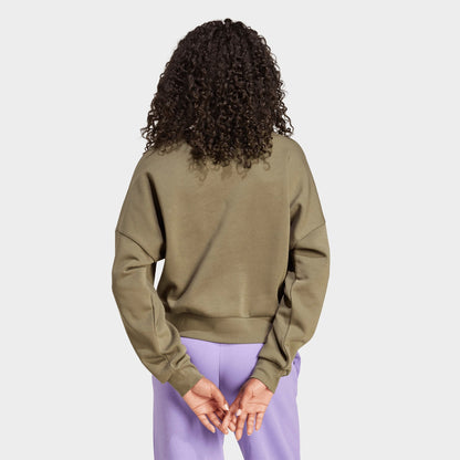 Women's adidas Sportswear Essentials Small Logo Feel Cozy Sweatshirt - Olive Strata/White