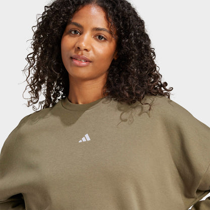 Women's adidas Sportswear Essentials Small Logo Feel Cozy Sweatshirt - Olive Strata/White