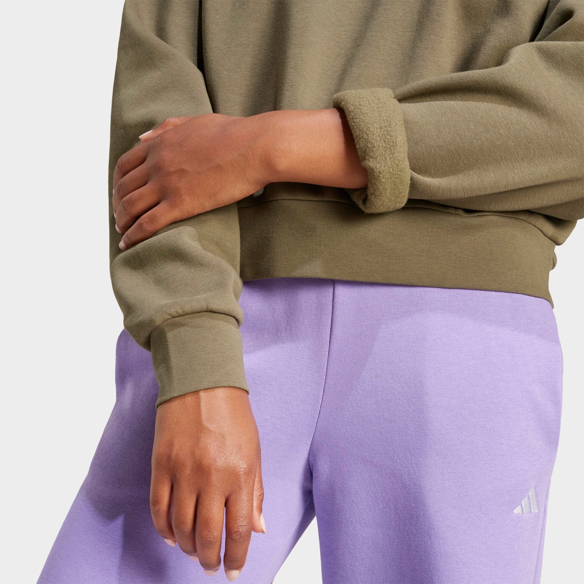 Women's adidas Sportswear Essentials Small Logo Feel Cozy Sweatshirt - Olive Strata/White
