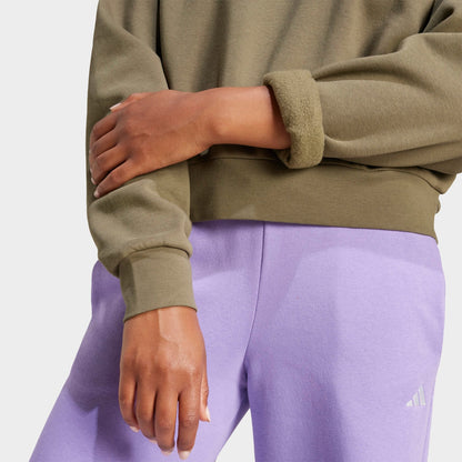 Women's adidas Sportswear Essentials Small Logo Feel Cozy Sweatshirt - Olive Strata/White