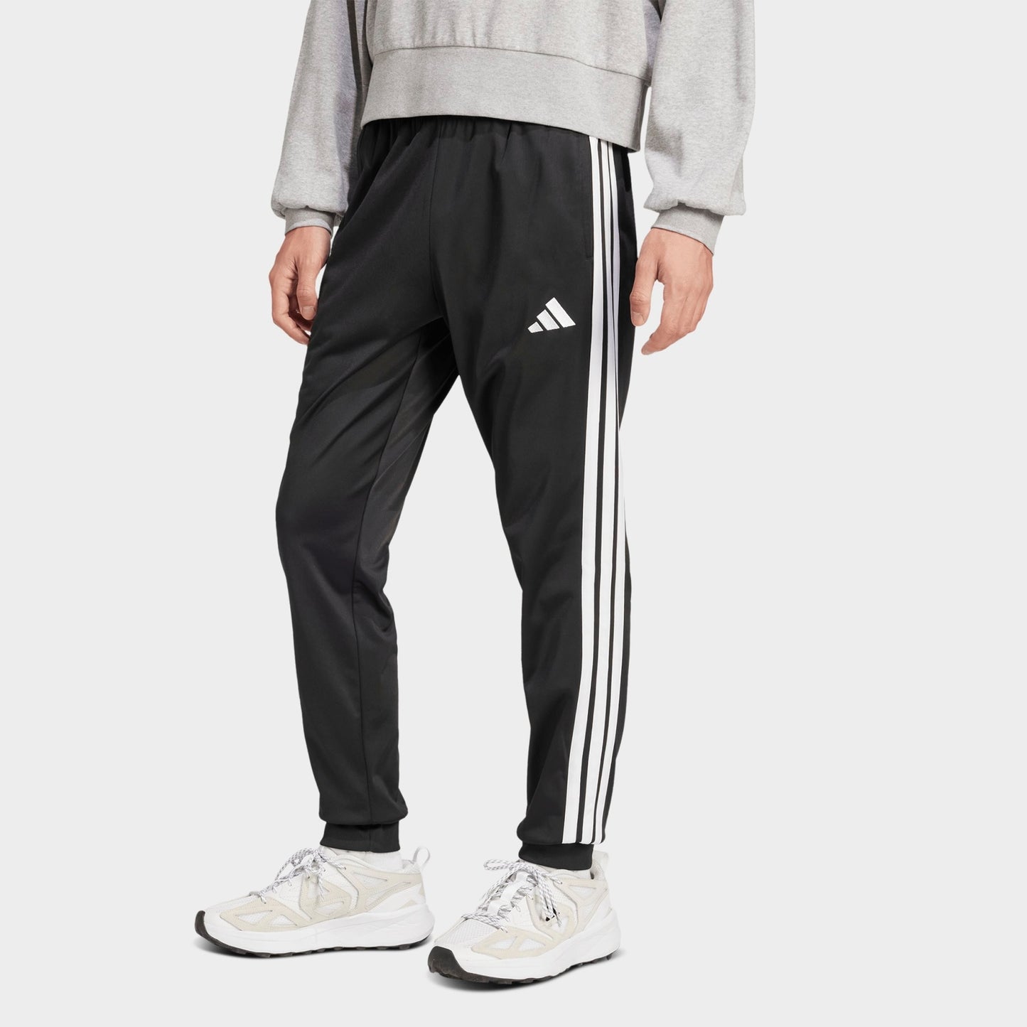 Men's adidas 3-Stripes Tricot Tapered Track Pants - Black/White