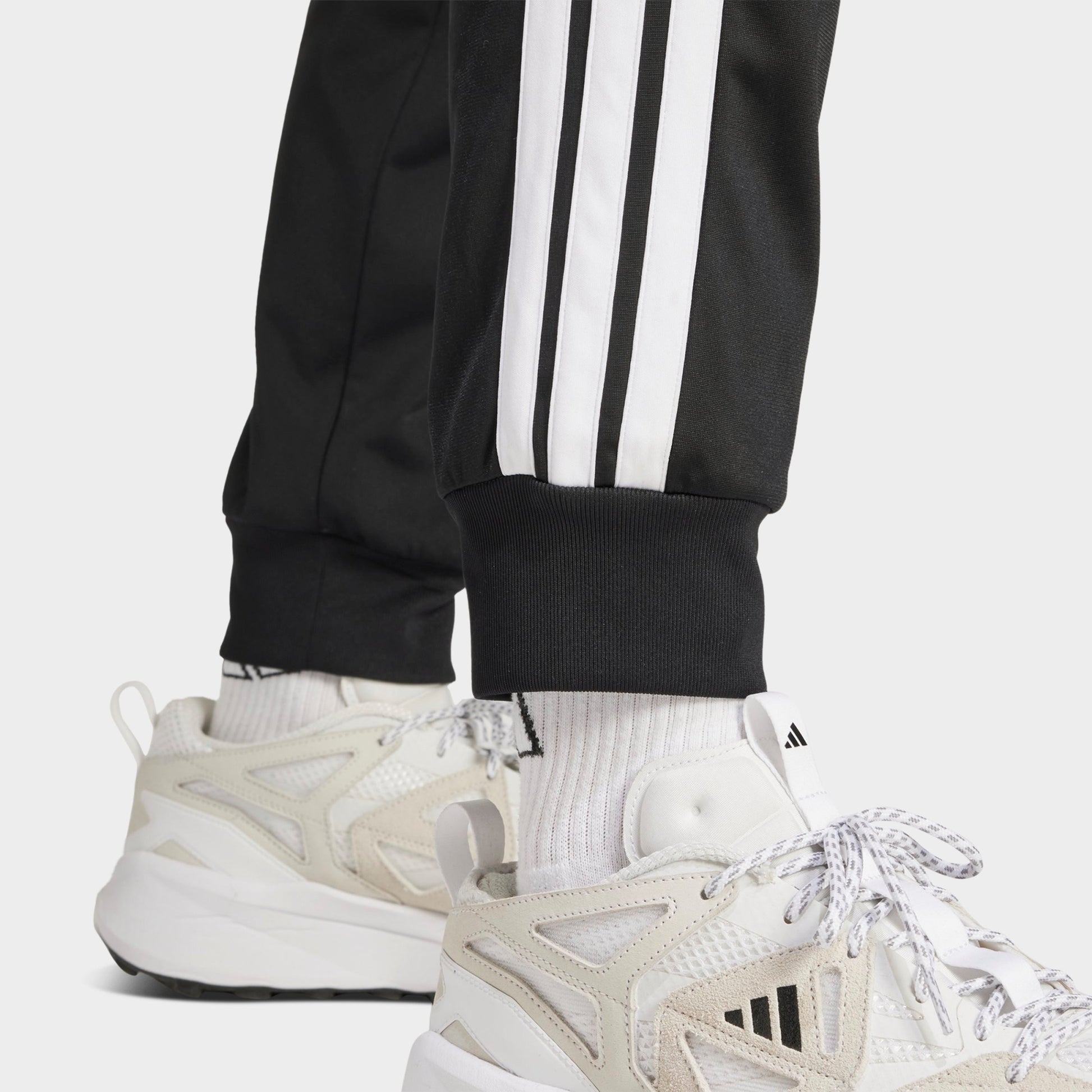 Men's adidas 3-Stripes Tricot Tapered Track Pants - Black/White