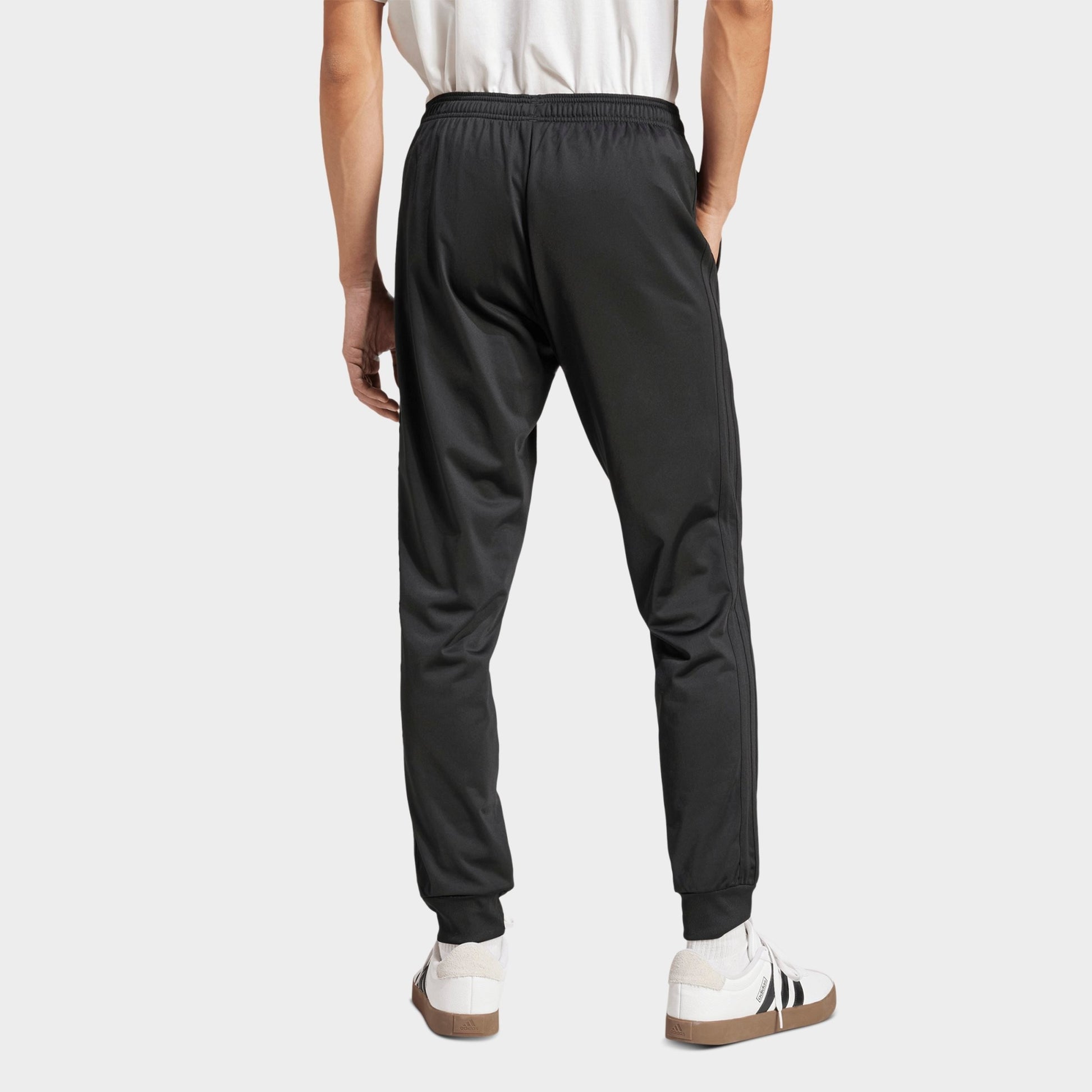 Men's adidas 3-Stripes Tricot Tapered Track Pants - Black/Black