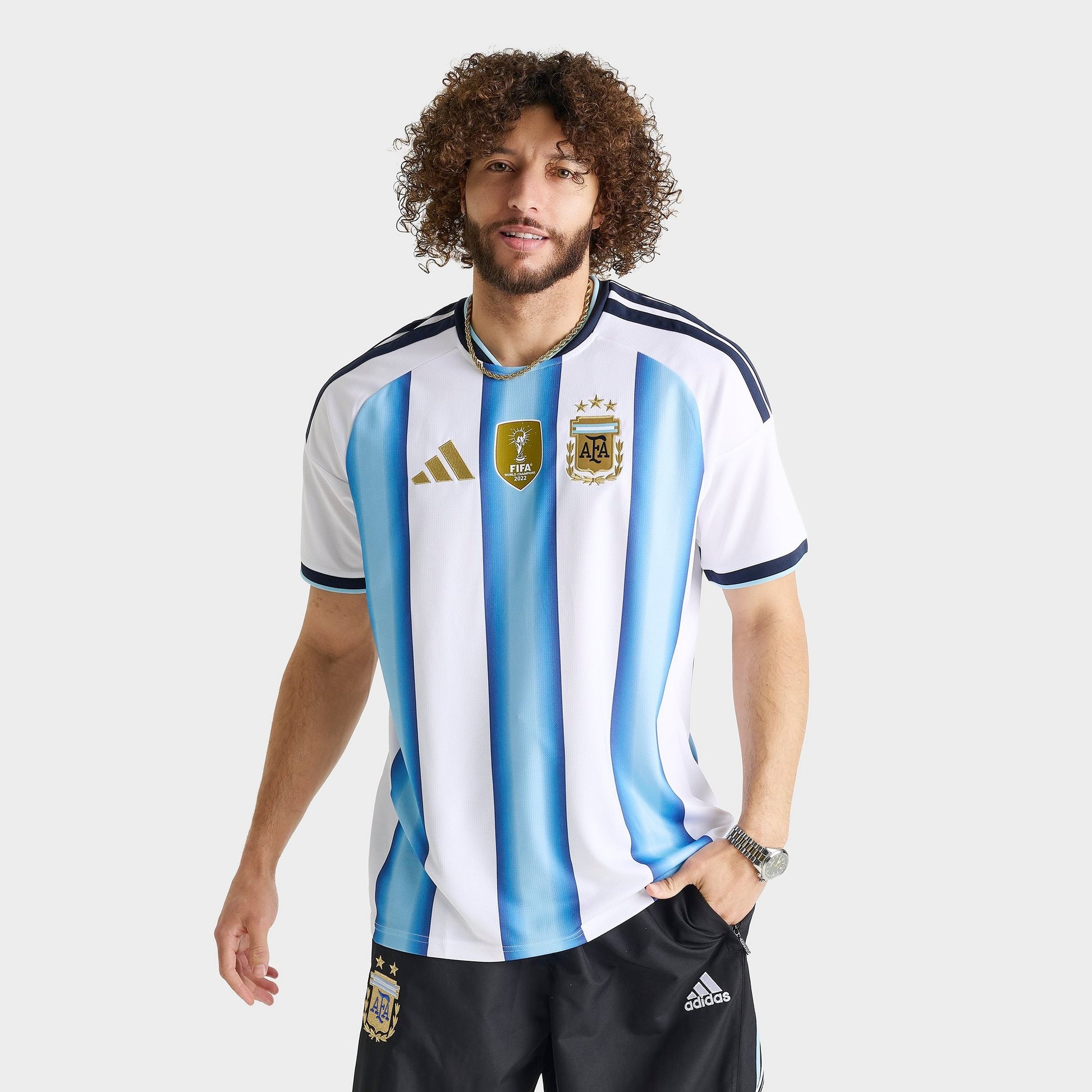 Men's adidas Argentina 2026 Home Replica Soccer Jersey - White/Icey Blue/Light Blue