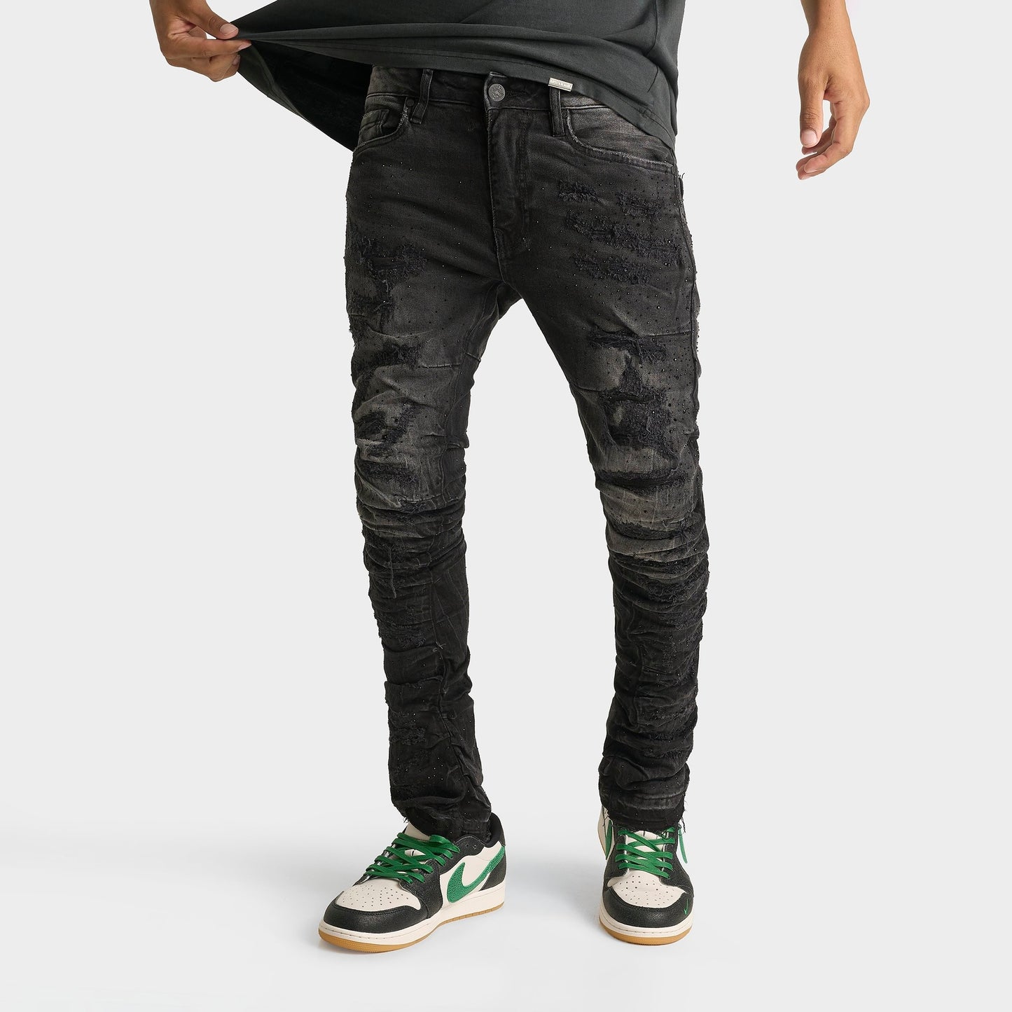 Men's Jordan Craig Rhinestone Slim Denim Jeans - Grey Wash