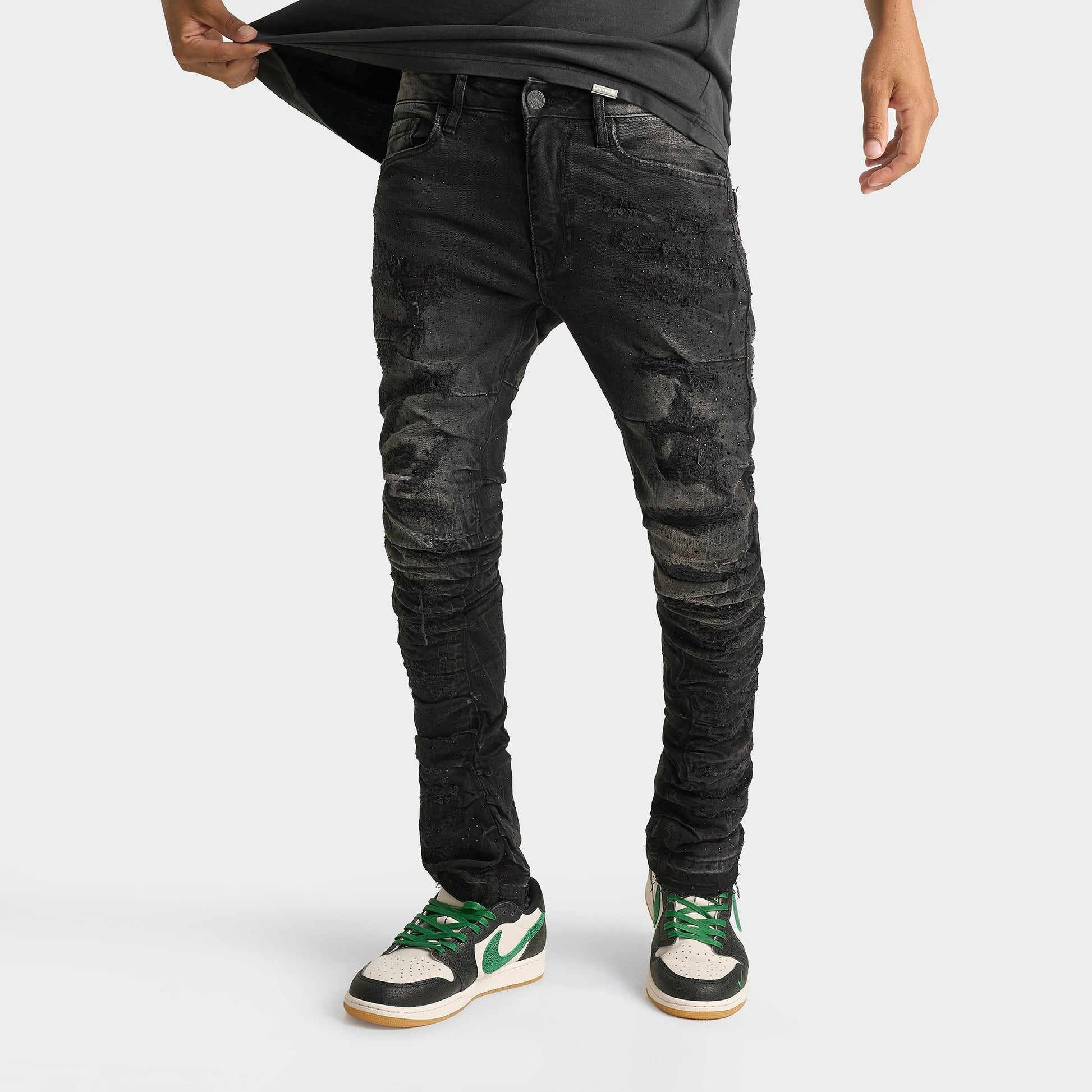 Men's Jordan Craig Rhinestone Slim Denim Jeans - Grey Wash